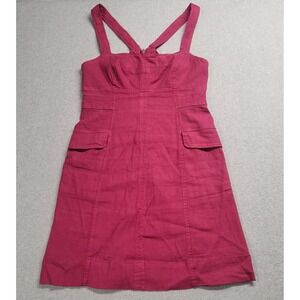 Anthropologie Square-Neck Mini Dress w/ Pockets Stretch Pink‎ Size 10 Women's